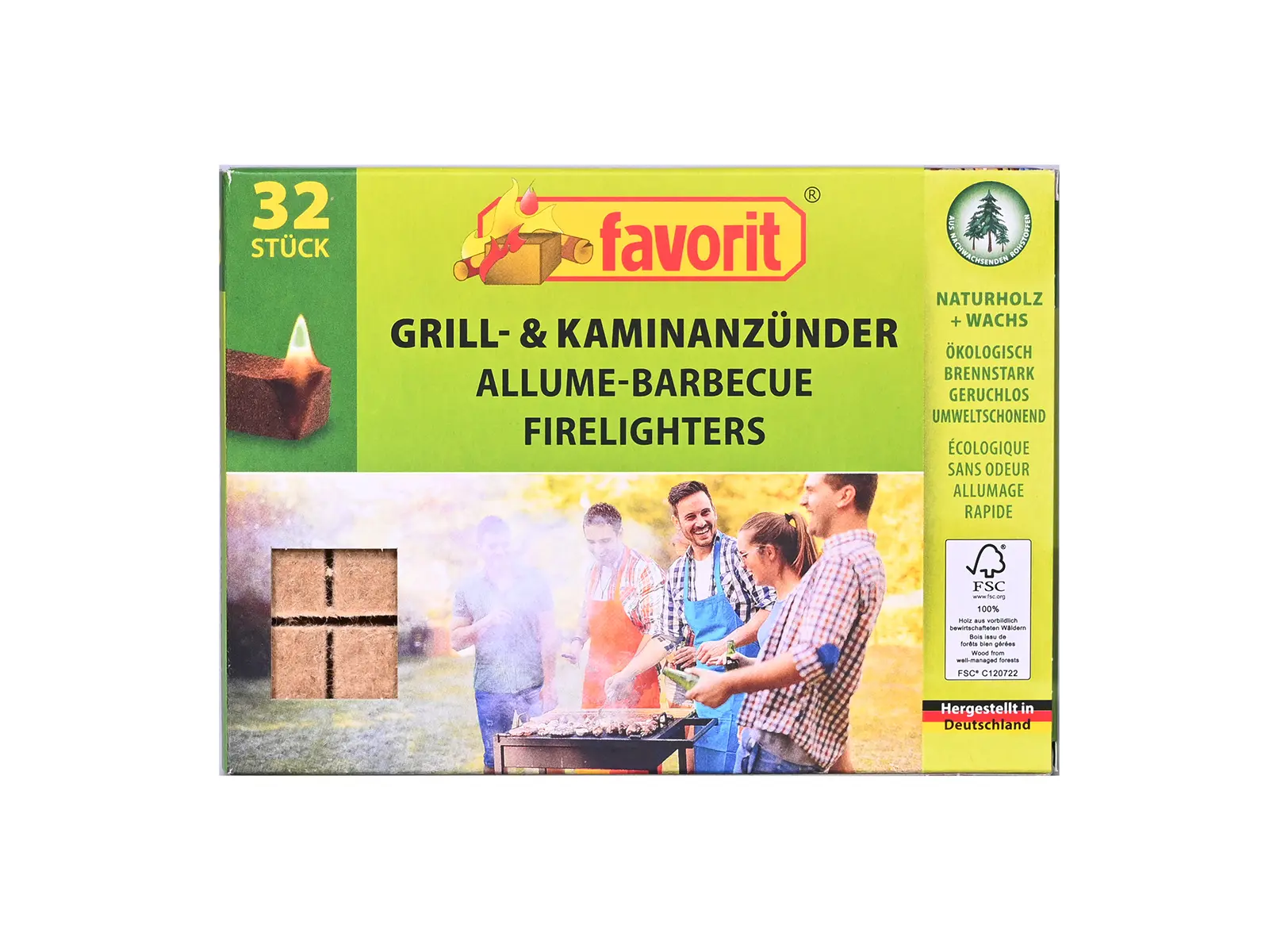 FAVORIT Grill- und Kaminanzünder, 32er Pack VE20