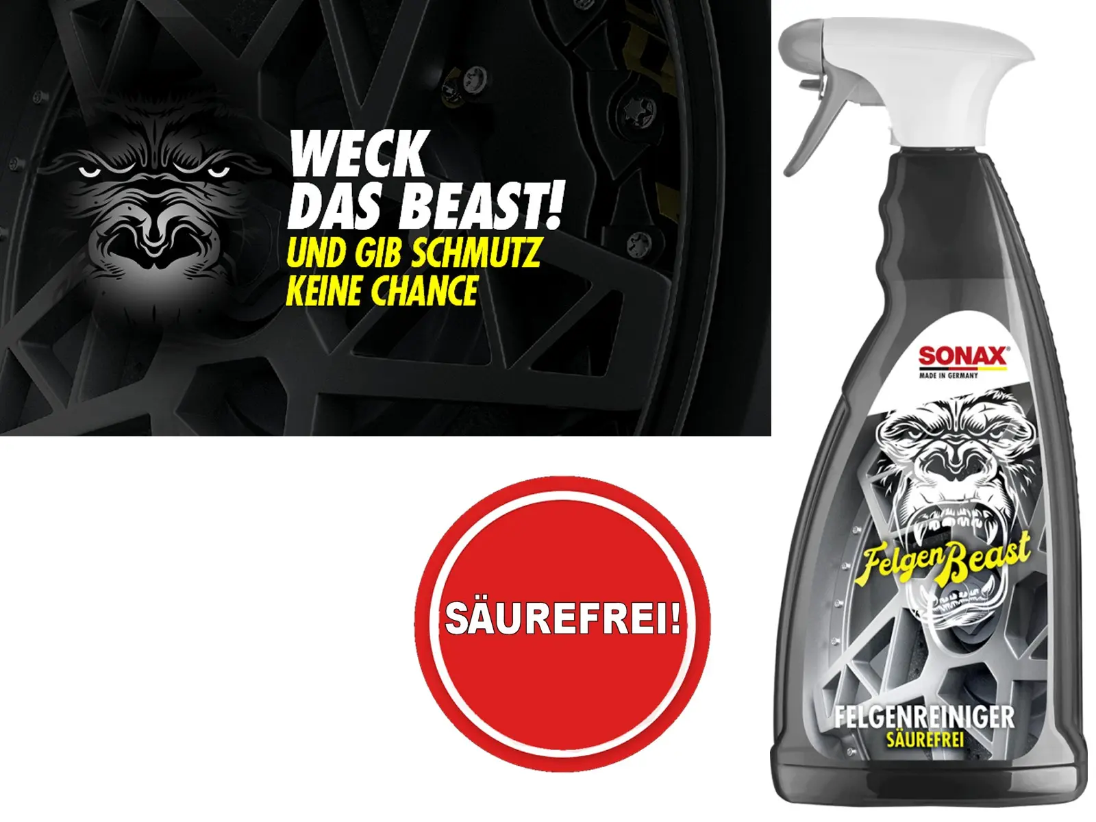 SONAX FelgenBeast, PET-Sprühflasche 1 Ltr.   VE6