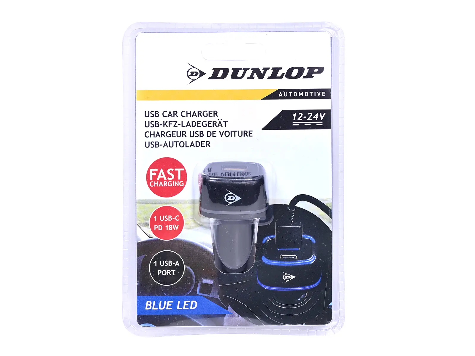 DUNLOP USB-KFZ-Ladegerät USB A + USB C
