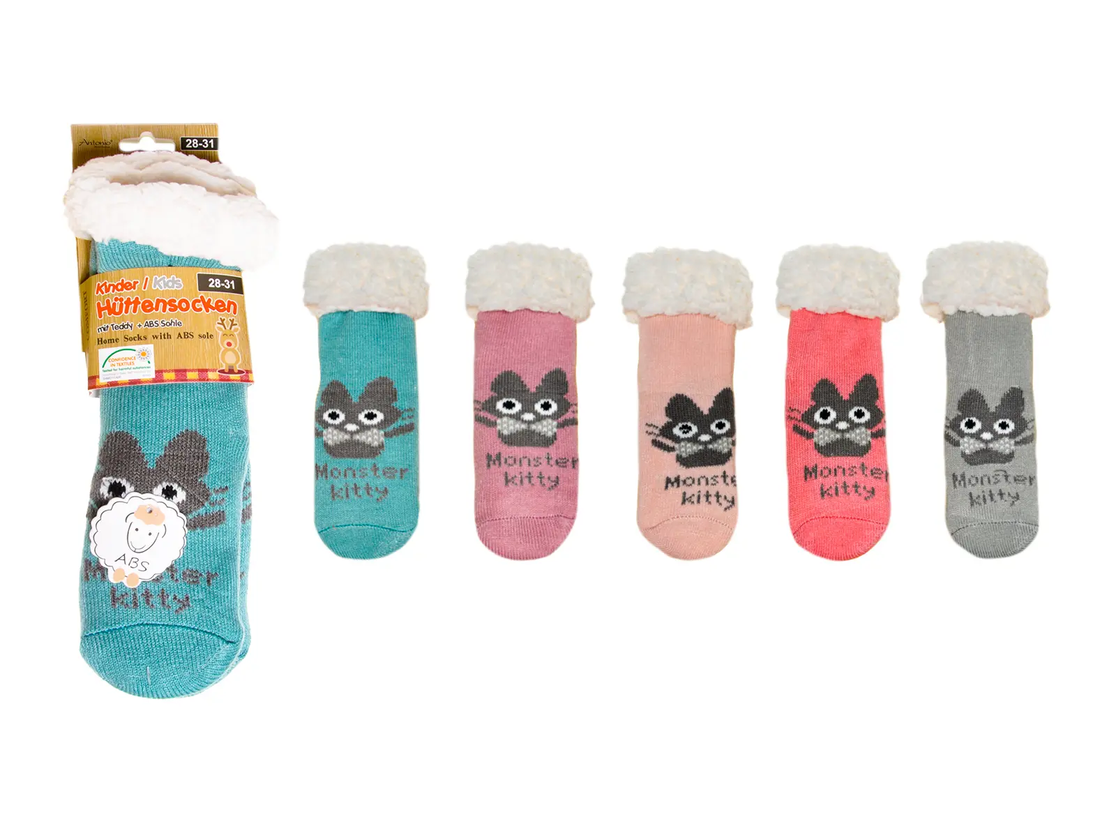 Hüttensocke Kinder Monster Kitty, Gr. 24-31